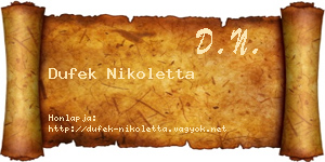 Dufek Nikoletta névjegykártya